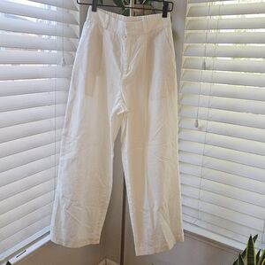 Uniqlo Off-White Cotton-Linen Blend Pants